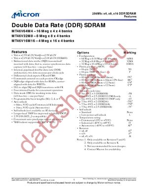 MT46V16M16BG-5B:F TR datasheet  